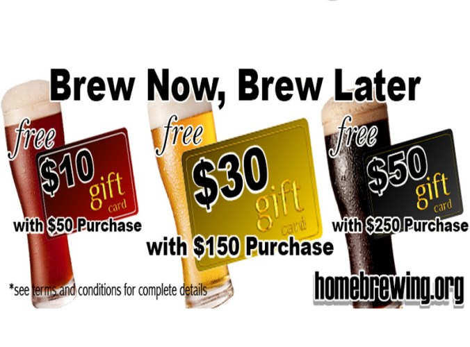 Adventures in Homebrewing Giftcard Deal, get up to $50 back