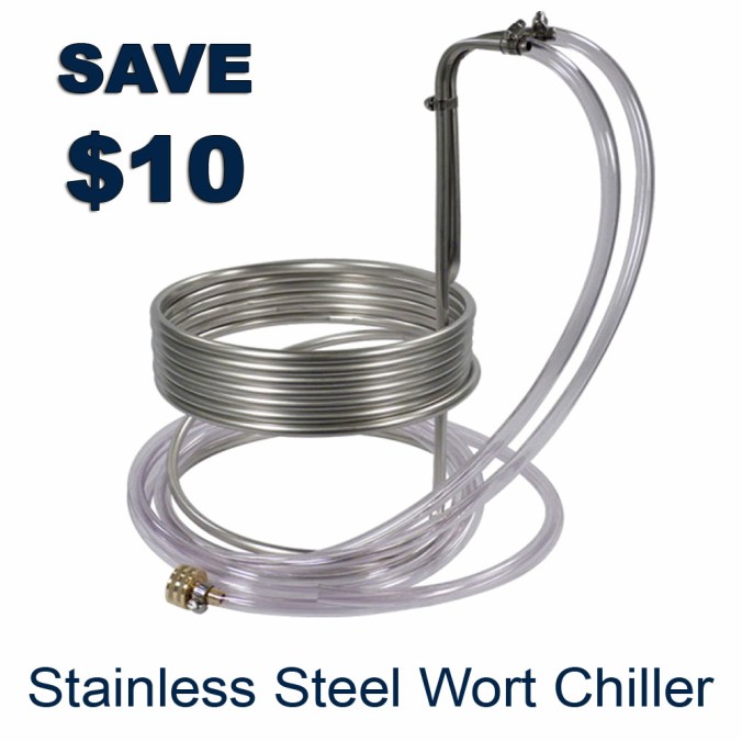 Save $10 on a Homebrewing Stainless Steel Wort Chiller at MoreBeer.com #beer #brewing #home #stainless #steel #wort #chiller