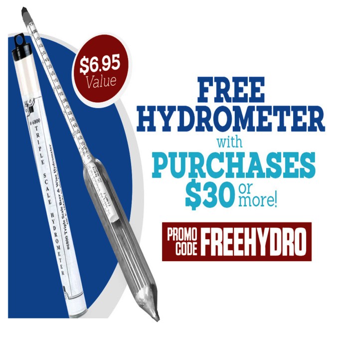 HomebrewSupply.com Promo Code - Get a Free Hydrometer with any $30 Purchase  #homebrew #supply #homebrewing #promo #code #coupon