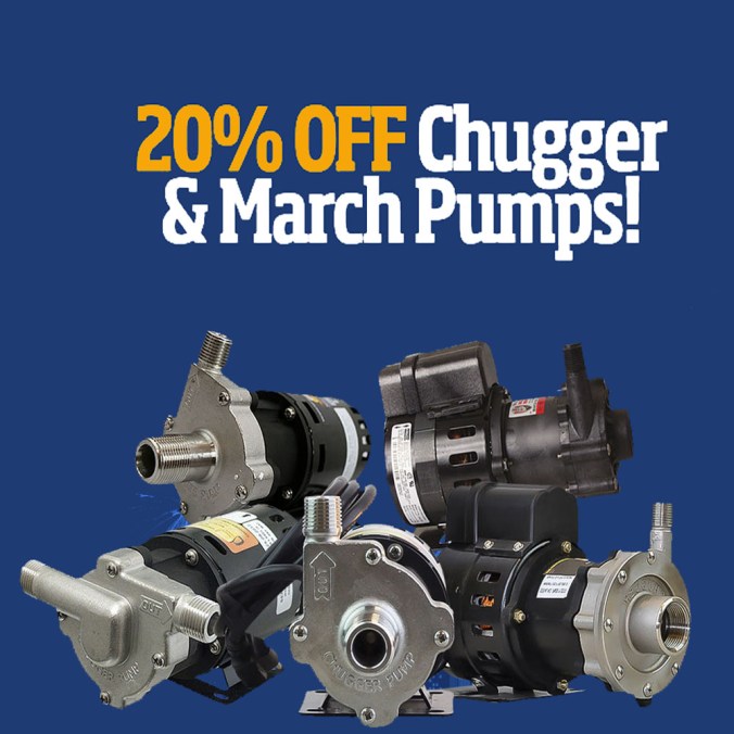 HomebrewSupply.com Promo Code for 20% Off Chugger and March Homebrewing Pumps