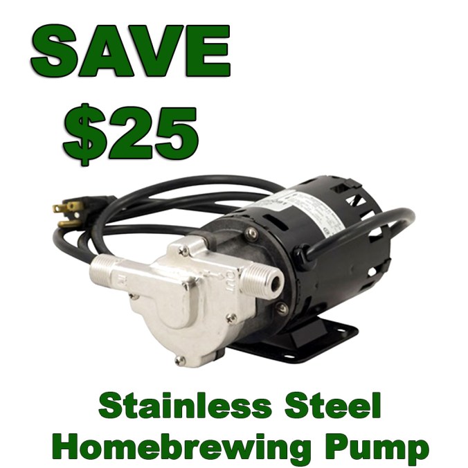 Save $25 On A New Stainless Steel Homebrewing Pump
