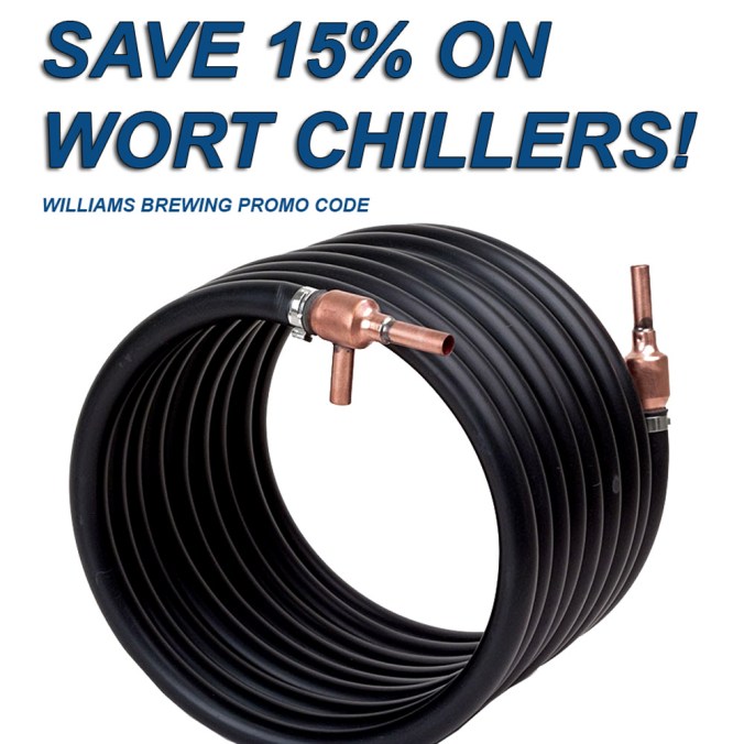 Save 15% On Wort Chillers at WilliamsBrewing.com with Promo Code