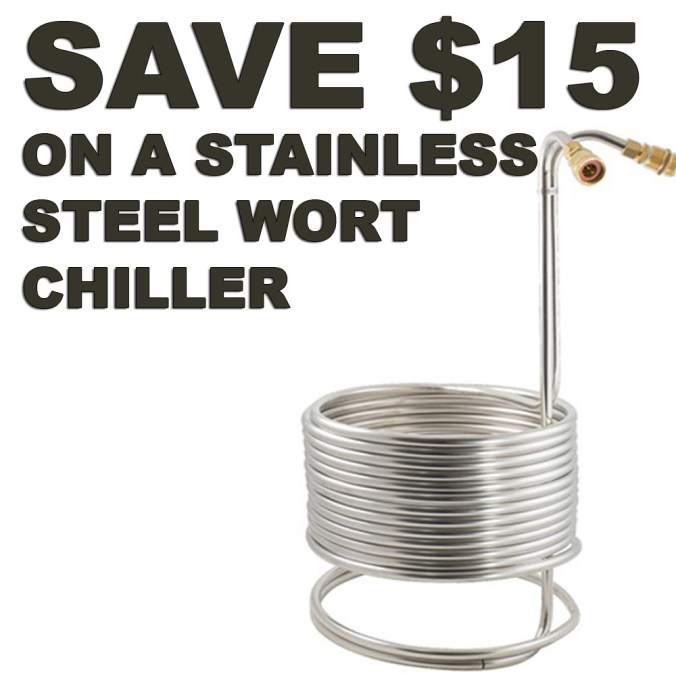 Save $15 On A NEW Stainless Steel Wort Chiller