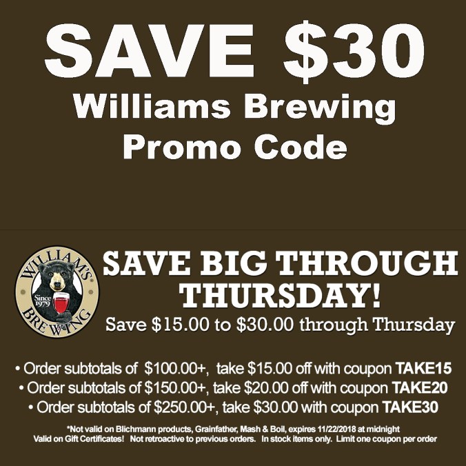 Use these WilliamsBrewing.com Promo Codes and Save Up To $30 at Williams Brewing