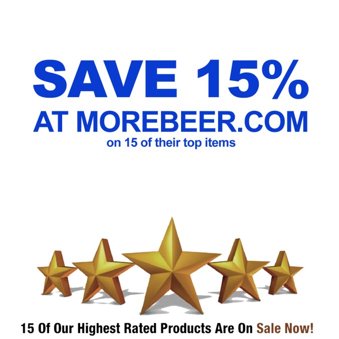 Save an Additional 15% on 15 of More Beer's Best Items with this MoreBeer.com Coupon