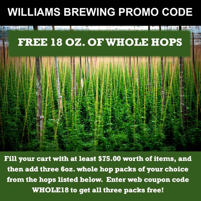 Get 10 Ounces of Free Home Brewing Hops with this Williams Brewing Coupon Code
