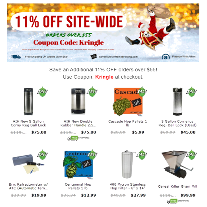 Adventures in Homebrewing Coupon Code for an Extra 11% Off!
