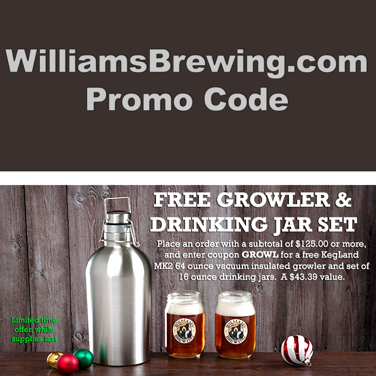 WilliamsBrewing.com Promo Code for a FREE Growler